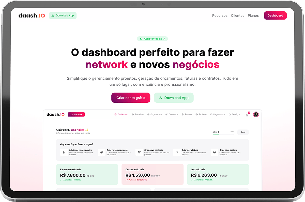 Mockup de um software